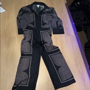 H&M Black and White Geometric Jumpsuit